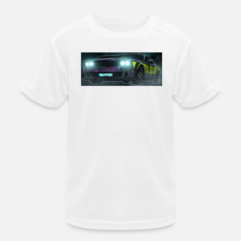 Flash Check Neon Stripe Car Kids Functional T-Shirt