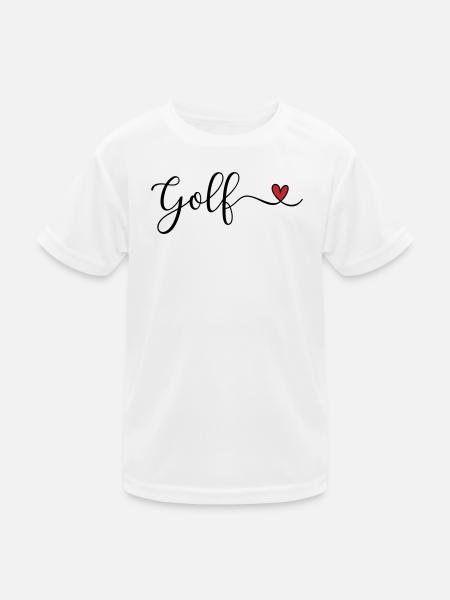 Golf Design mit Herz - Kinder Funktions-T-Shirt - Weiß - Vorne