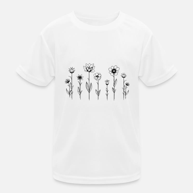 Fleurs De Jardin, Line Art, Minimalisme, Été, Fun T-shirt sport Enfant
