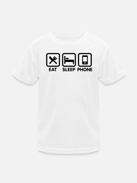 Essen Schlaftelefon - Kinder Funktions-T-Shirt - Weiß - Vorne