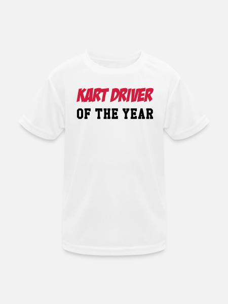 Go-Kart / Karting / Kart / Fahrer - Kinder Funktions-T-Shirt - Weiß - Vorne
