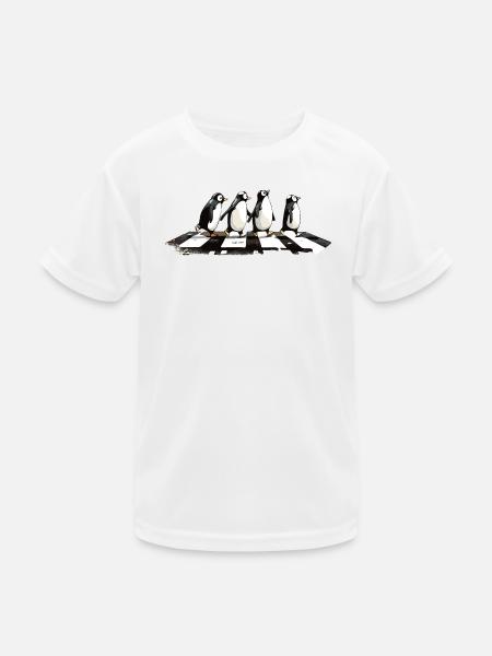 Pinguine - Kinder Funktions-T-Shirt - Weiß - Vorne