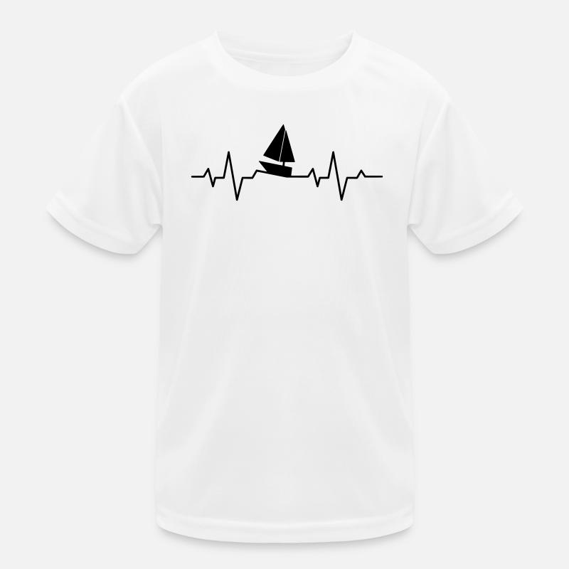 Gift for Sailor, Sailing Heartbeat Motif Kids Functional T-Shirt
