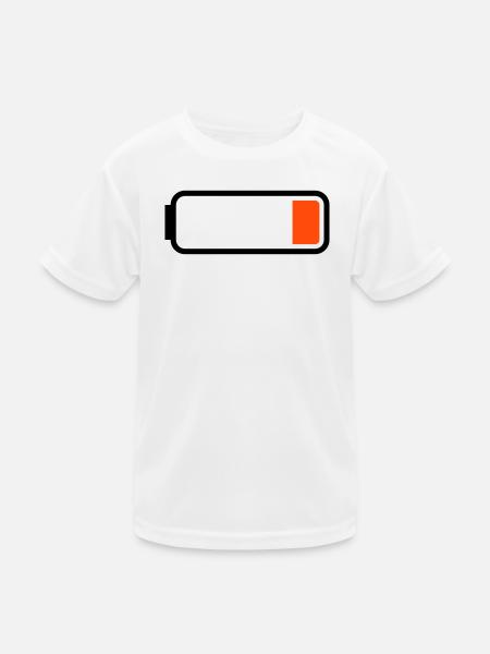 Battery low - Kids Functional T-Shirt - white - Front