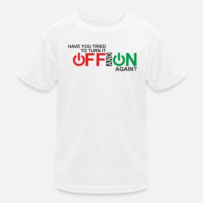 Lebendiges Design der Ein-/Aus-Taste - Kinder Funktions-T-Shirt - Weiß