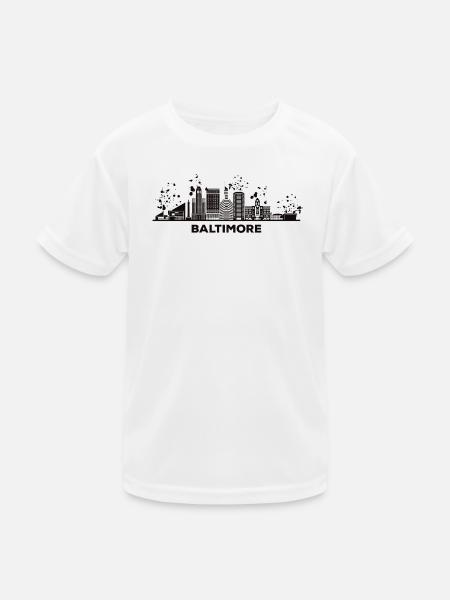 Baltimorean Watercolor Skyline Baltimore - Kinder Funktions-T-Shirt - Weiß - Vorne
