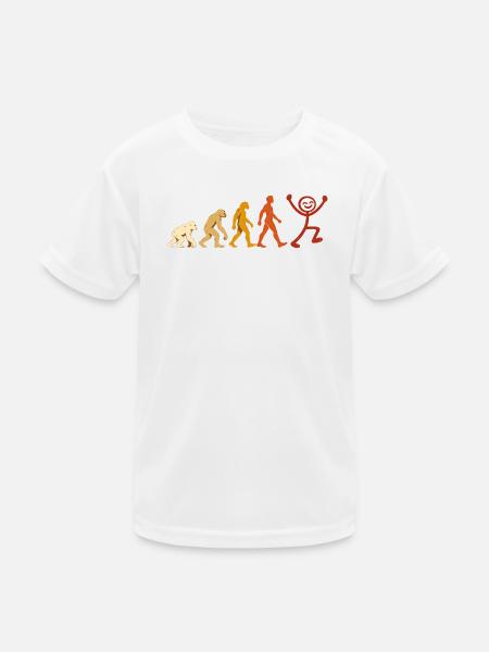 Evolution Mensch Freude Retro Design - Kinder Funktions-T-Shirt - Weiß - Vorne