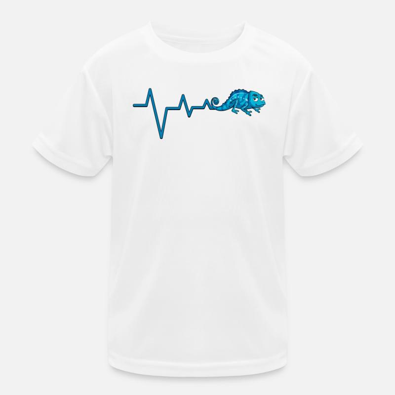 Blue Chameleon Heartbeat Line Kids Functional T-Shirt