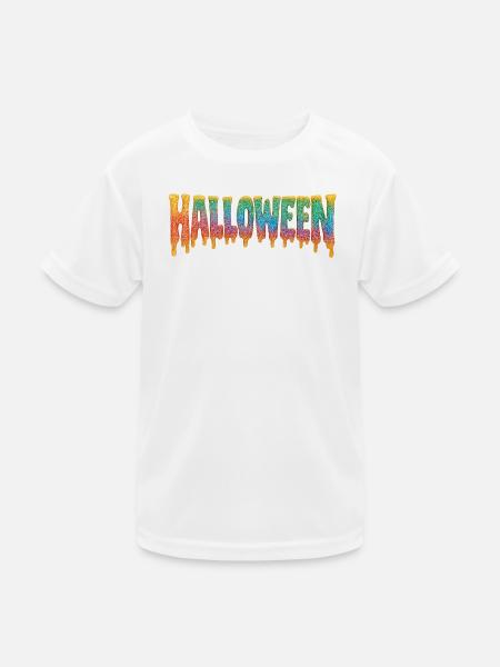 Zuckerguss Halloween Schriftzug - Kinder Funktions-T-Shirt - Weiß - Vorne