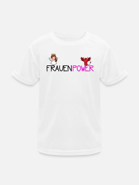 Frauenpower - Kinder Funktions-T-Shirt - Weiß - Vorne