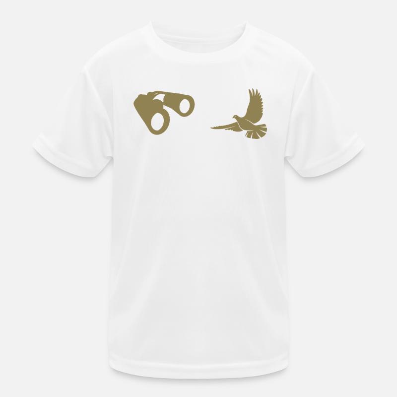 Minimalist Bird Watching Silhouette Kids Functional T-Shirt