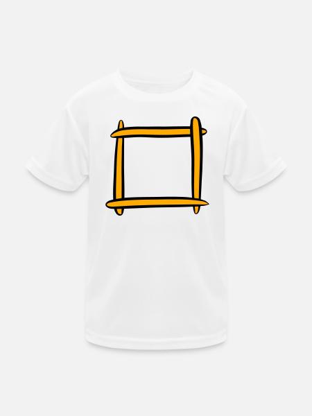 Dekorativer Holzrahmen / Bilderrahmen. Vorlage. - Kinder Funktions-T-Shirt - Weiß - Vorne