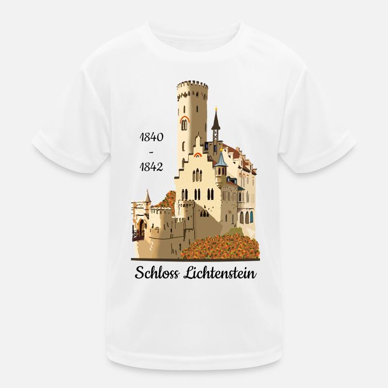 Château de Lichtenstein, dessiné à la main. T-shirt sport Enfant