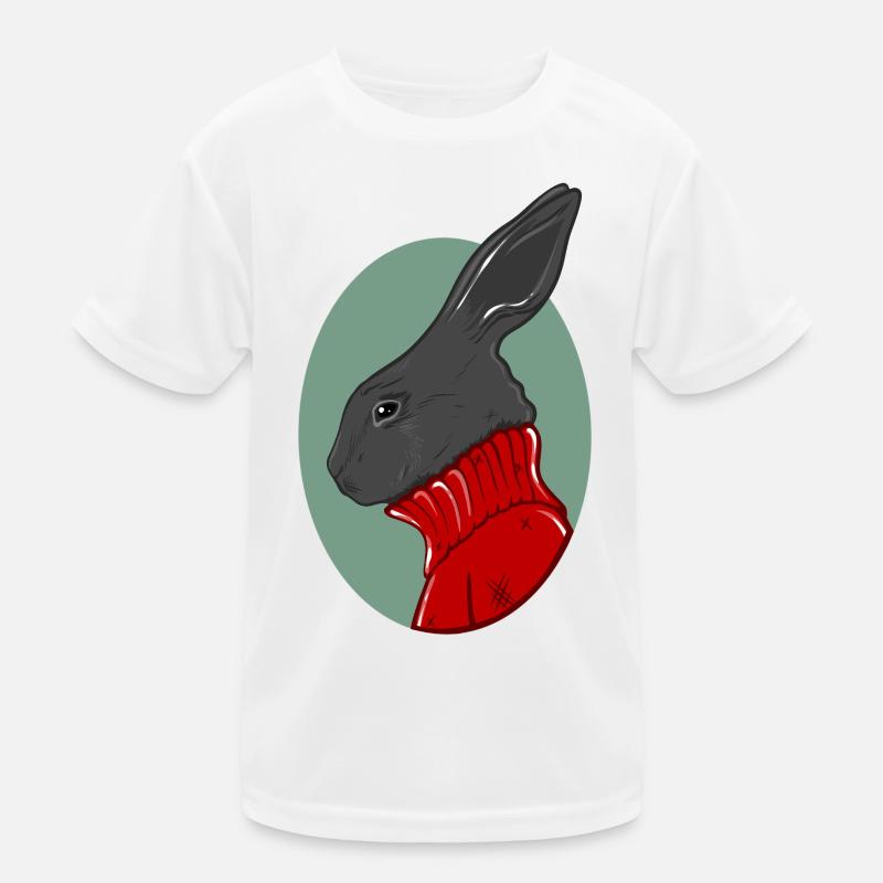 Lapin avec un pull rouge T-shirt sport Enfant