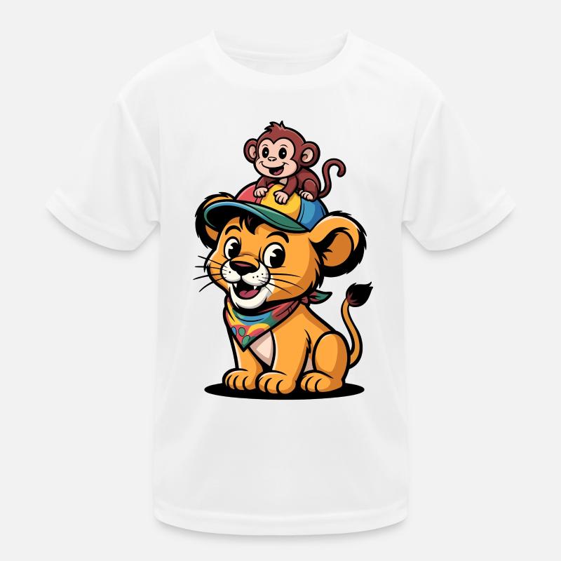 Süßer Löwe und Affe – Beste Freunde Kinder Funktions-T-Shirt