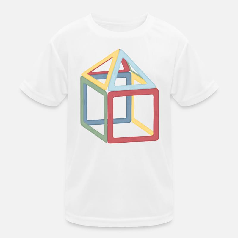 Colorful Cube Block Composition - Kids Functional T-Shirt - white