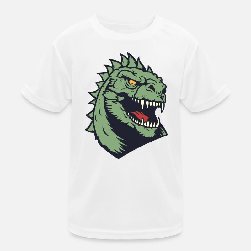 Green Dino Head Illustration Kids Functional T-Shirt