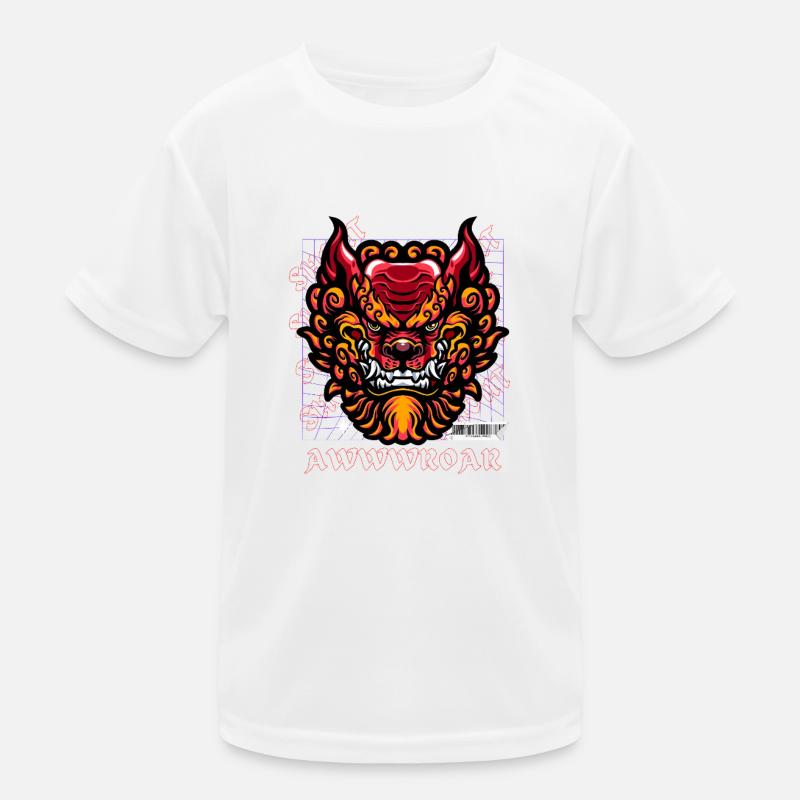 Neon-Drachen-Porträtfeuer Kinder Funktions-T-Shirt