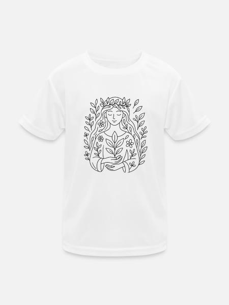 Naturgeist zum ausmalen - Kinder Funktions-T-Shirt - Weiß - Vorne