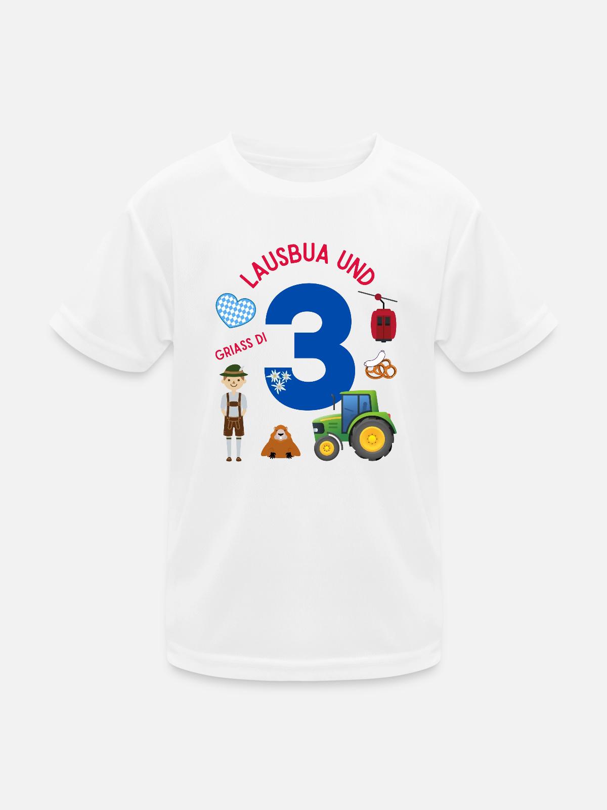 Lausbua und 3 - Kinder Funktions-T-Shirt - Weiß - Vorne
