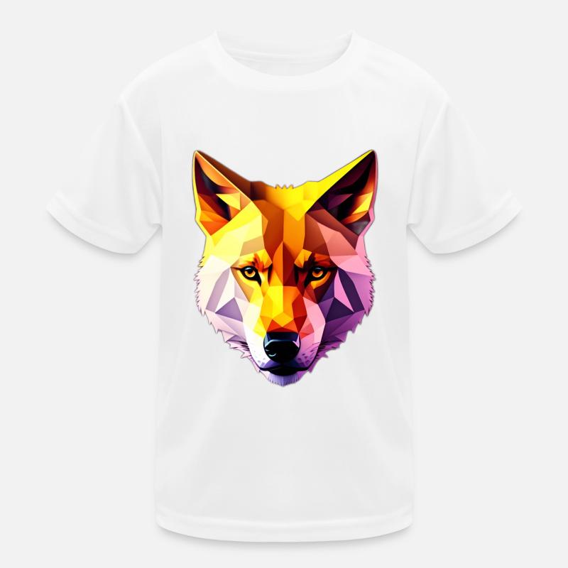 Low Poly Wolf Gesicht Design Kinder Funktions-T-Shirt