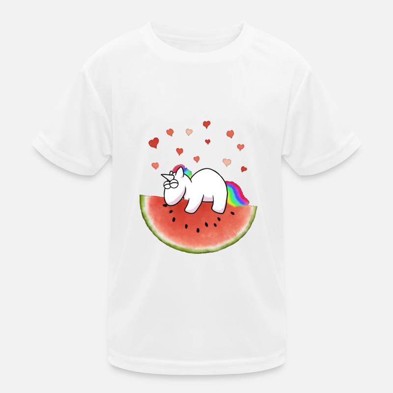 Licorne sur pastèque - T-shirt sport Enfant - blanc