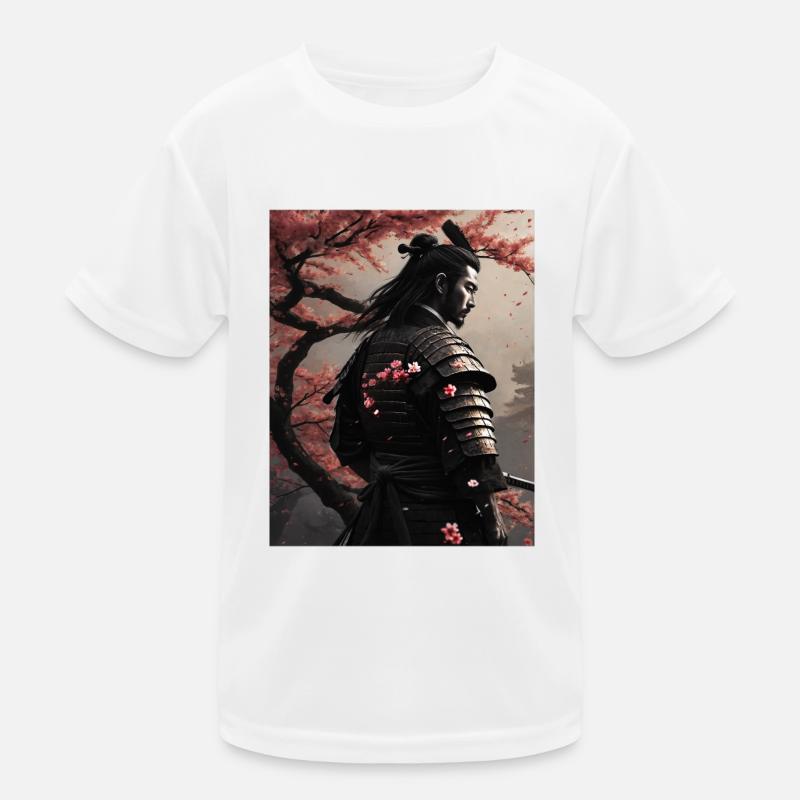 Samurai Cherry Blossoms - Kids Functional T-Shirt - white