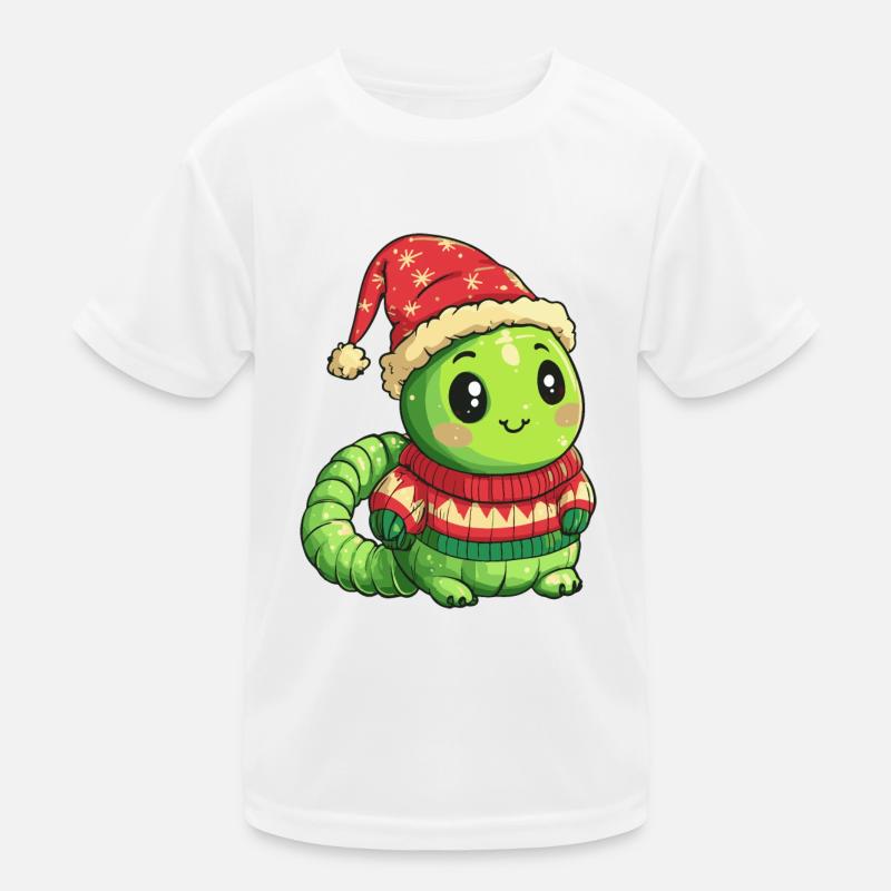Worm Christmas Kids Functional T-Shirt