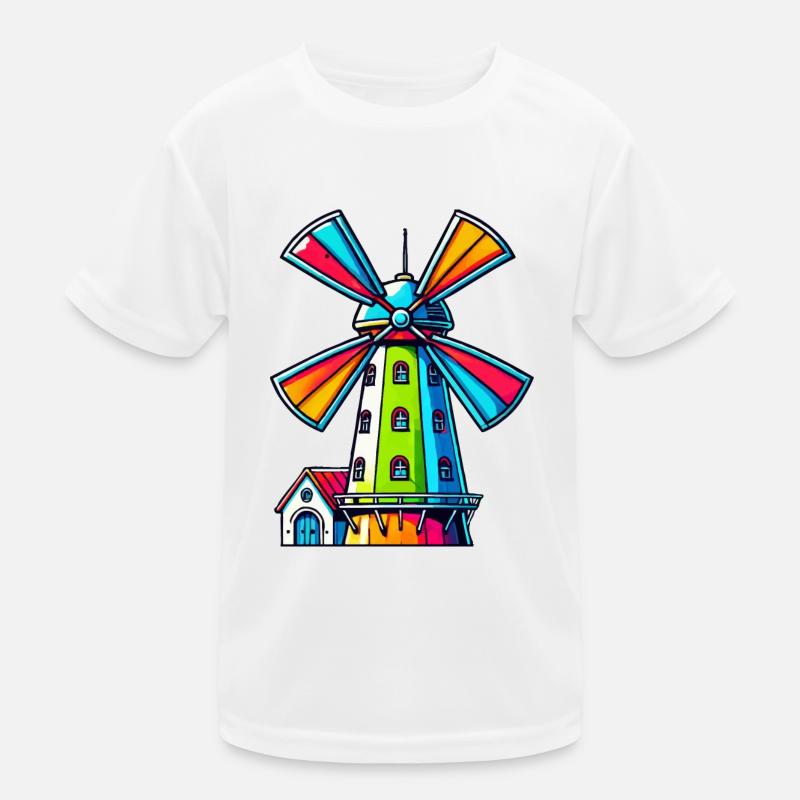 Windmühle Kinder Funktions-T-Shirt