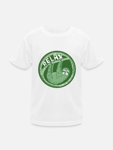 RELAX -- hellgrünes Faultier - Kinder Funktions-T-Shirt - Weiß