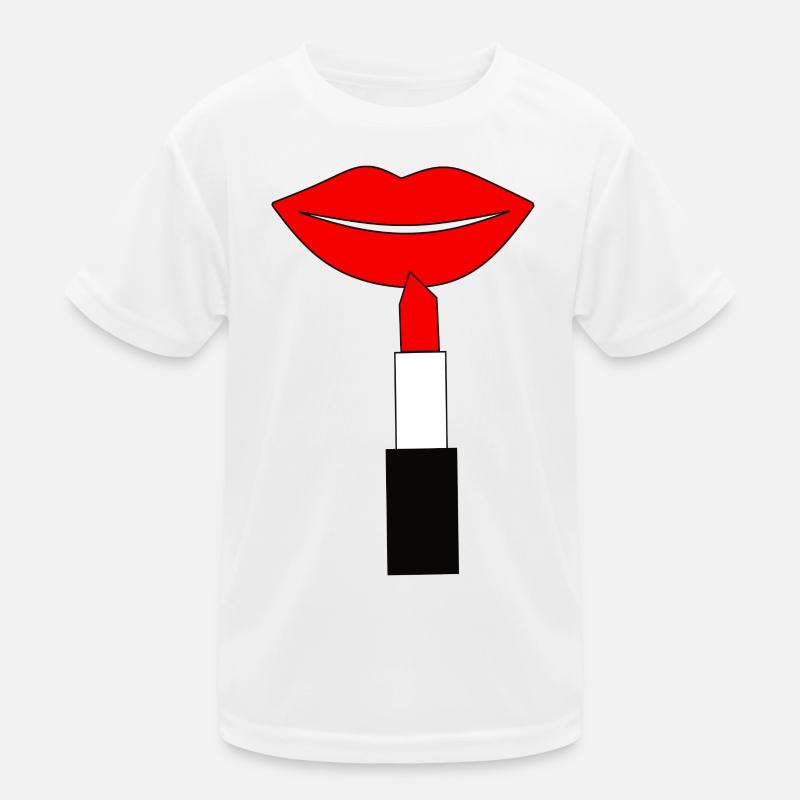 Lippenstift Lippen rot Kinder Funktions-T-Shirt