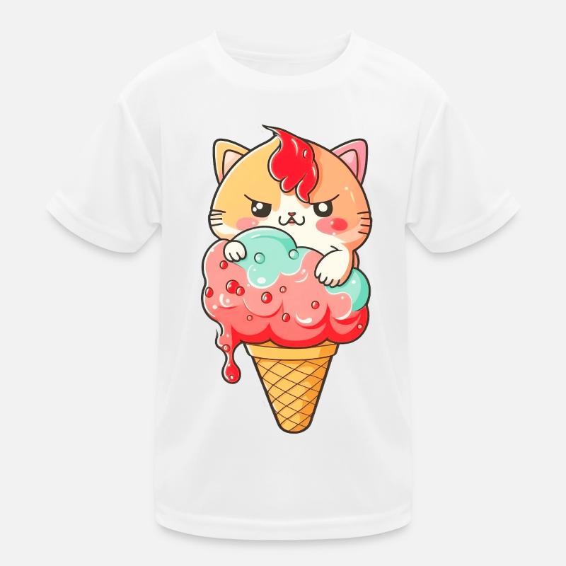 Mignon chat imprimé crème glacée T-shirt sport Enfant