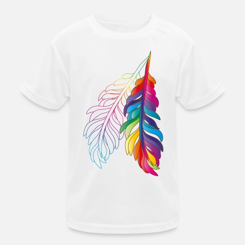 Regenbogenfedern – farbenfrohes Boho-Design Kinder Funktions-T-Shirt