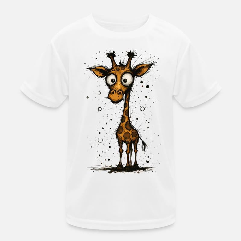 Funny giraffe with big eyes – comic splash Kids Functional T-Shirt