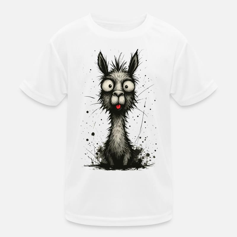 Funny llama with tongue – comic book splash Kids Functional T-Shirt
