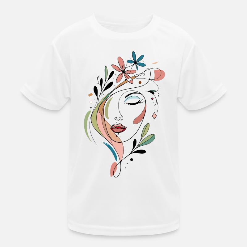 Portrait abstrait de femme avec des éléments floraux T-shirt sport Enfant