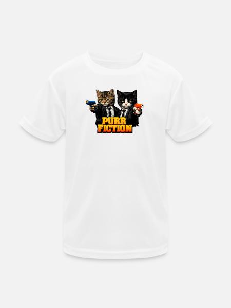 Purr fiction - Kids Functional T-Shirt - white - Front