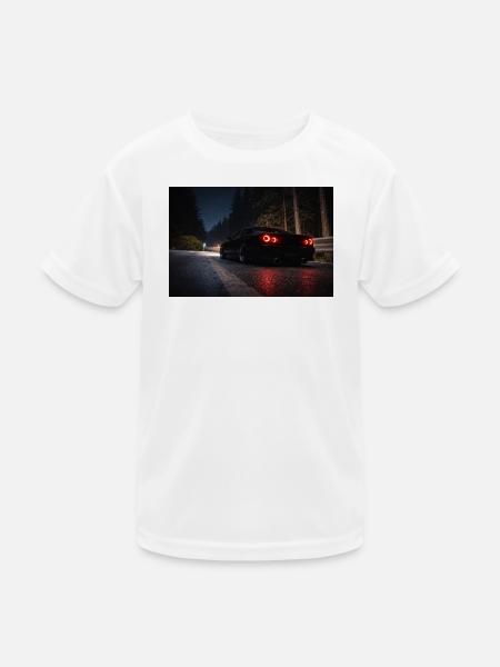 Nachtsportwagen auf der Straße - Kinder Funktions-T-Shirt - Weiß - Vorne