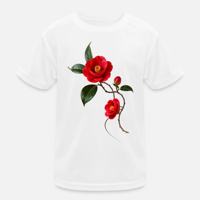Rote Kamelie im eleganten Zen Stil  Kinder Funktions-T-Shirt