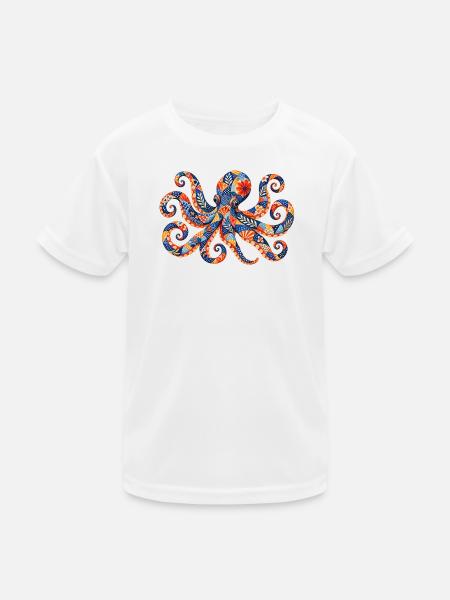Patchwork Octopus Color Magic - Kids Functional T-Shirt - white - Front