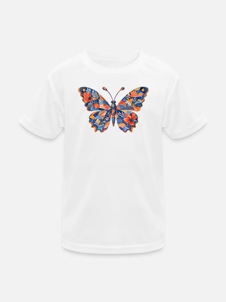 Patchwork Butterfly Pattern - Kids Functional T-Shirt - white - Front