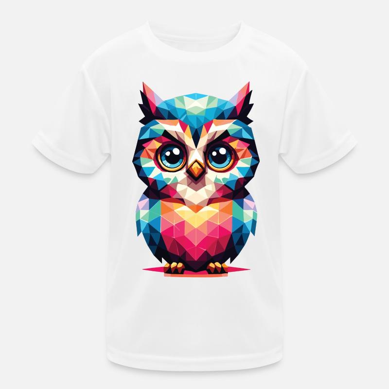 Polygon Owl Geometric Kids Functional T-Shirt