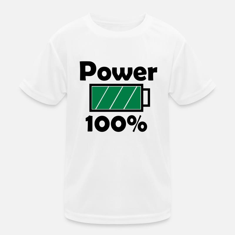 Power 100% with full battery icon Kids Functional T-Shirt