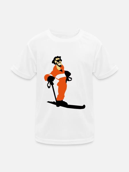 Skilehrer - Kinder Funktions-T-Shirt - Weiß - Vorne
