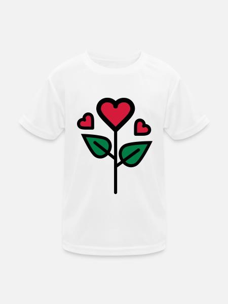 Valentine's Rose en forme de coeur - T-shirt sport Enfant - blanc - Devant