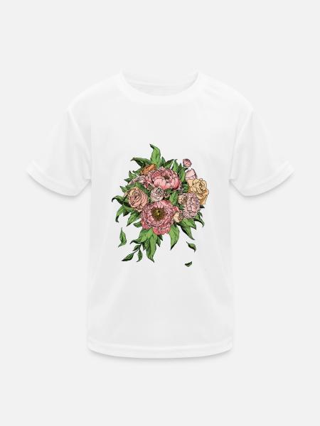 Blumen sind das Lächeln der Erde. Ralph Waldo Emer - Kinder Funktions-T-Shirt - Weiß - Vorne