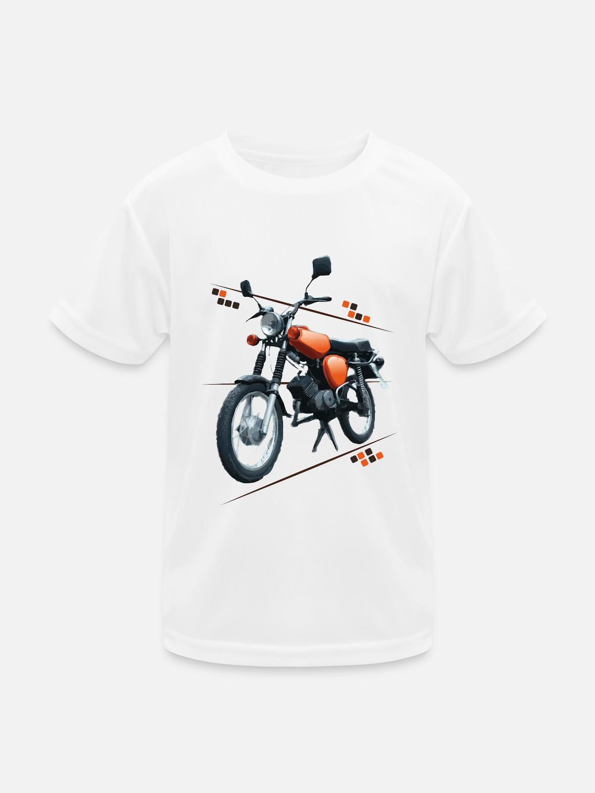 Moped - Kinder Funktions-T-Shirt - Weiß - Vorne