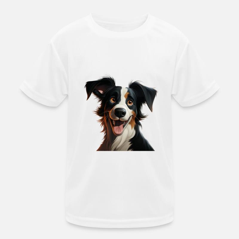 Border Collie Comic Kids Functional T-Shirt