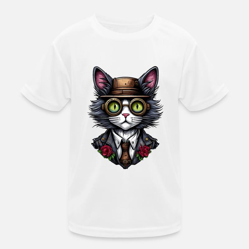 Chat steampunk T-shirt sport Enfant