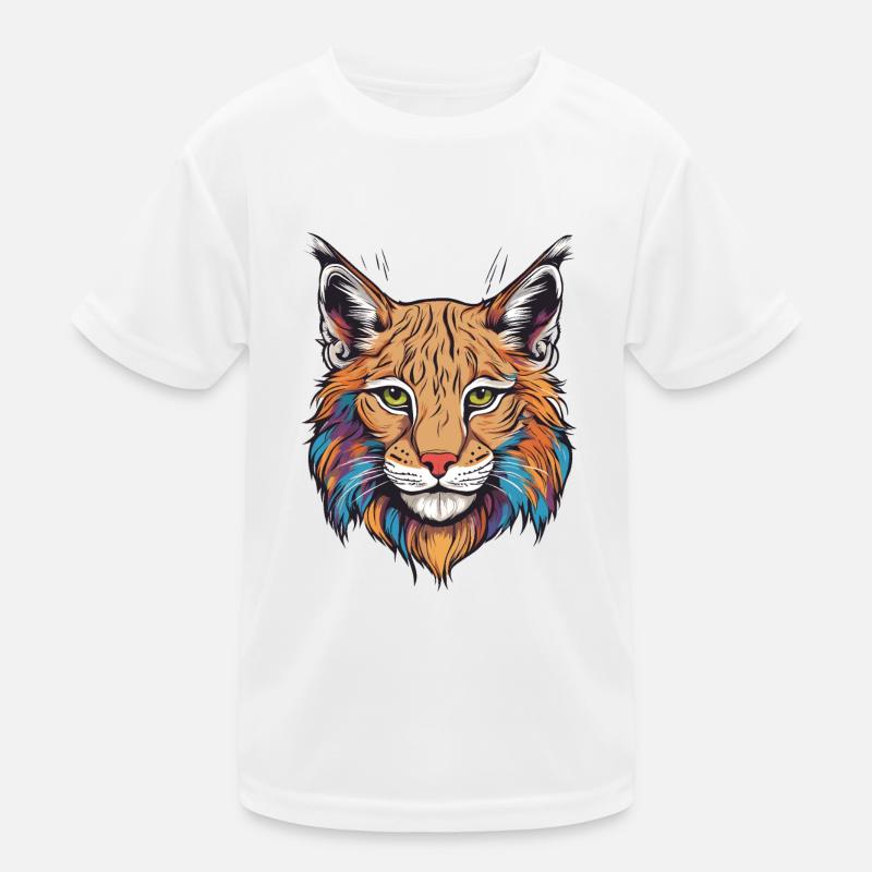 Luchs-Katze - Kinder Funktions-T-Shirt - Weiß
